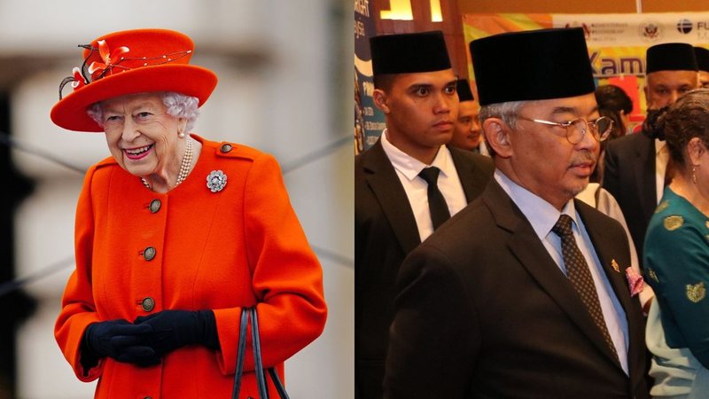 A rainha Elizabeth II e sultão Tengku Abdullah