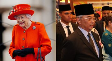 A rainha Elizabeth II e sultão Tengku Abdullah - Getty Images e domínio público via Wikimedia Commons