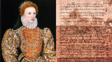 Retrato da rainha Elizabeth I e página de antigo relato - Domínio Público via Wikimedia Commons / Divulgação/The British Library Board