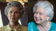 Imelda Staunton (esq.) foi intérprete de Elizabeth II (dir.) em 'The Crown' - Divulgação/Netflix e Getty Images