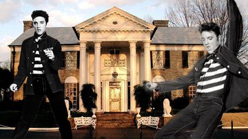 Imagens antigas do 'rei do rock' Elvis Presley com a mansão Graceland ao fundo - Foto por Maha pelo Wikimedia Commons / Domínio Público via Wikimedia Commons / Divulgação/Vídeo