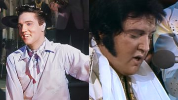 Imagens de Elvis quando jovem e já mais velho, em apresentações - Divulgação/YouTube/Thefiyou Movies e Mariowccs