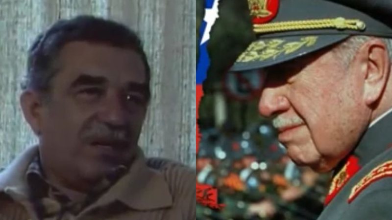 Gabriel García Marquez (esquerda) e Augusto Pinochet (direita) - Divulgação/Youtube/TV Brasil e Youtube/Ingen
