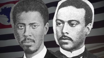 Retrato dos irmãos Rebouças sobre bandeira paulista - Domínio Público / Wikimedia Commons