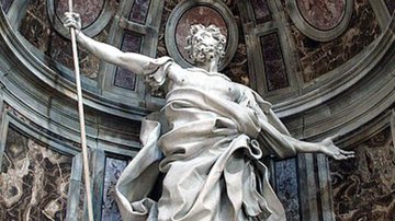 Fotografia de estátua de São Longuinho localizada na Basílica de São Pedro, em Roma - Foto por Jean-Pol GRANDMONT pelo Wikimedia Commons