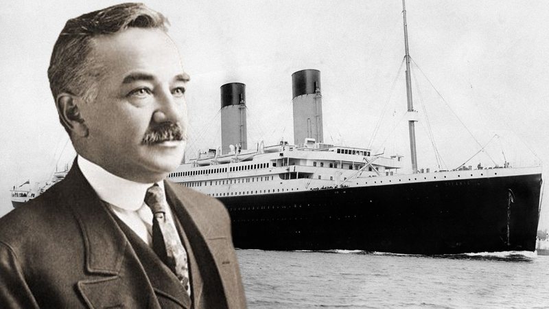 Montagem mostrando Milton Hershey e o RMS Titanic - Domínio Público