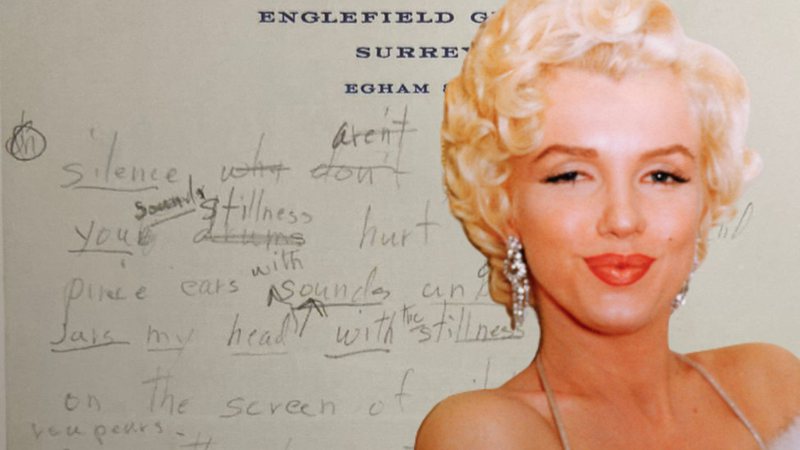 Trecho do livro 'Fragmentos' e foto de Marilyn Monroe - Divulgação e Laura Loveday