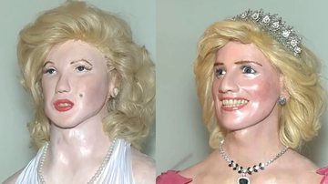 Fotografia de estátuas representando Marilyn Monroe e Princesa Diana - Divulgação/ Folha de Londrina