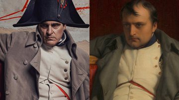 Napoleão no filme de Ridley Scott e em retrato - Divulgação e Domínio Público