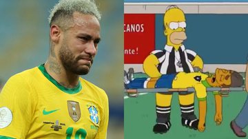 Neymar à esquerda e 'Os Simpsons' à direita - Getty Images e Reprodução/Vídeo