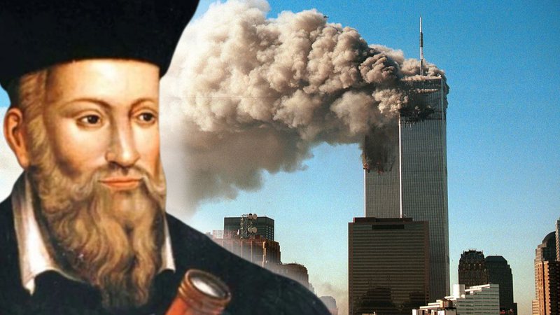 Nostradamus e imagem do 11/9 - Getty Images e Domínio Público