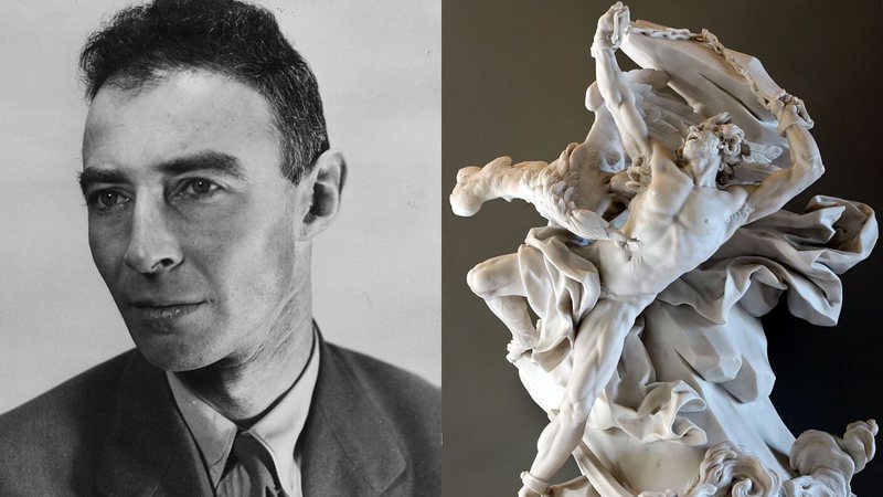 Julis Robert Oppenheimer e estátua de Prometeu - Domínio Público