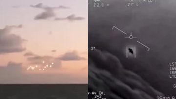 Imagens retiradas de vídeos de registros de OVNIs na Ucrânia - Reprodução/Vídeo/Instagram @tiagodomezi