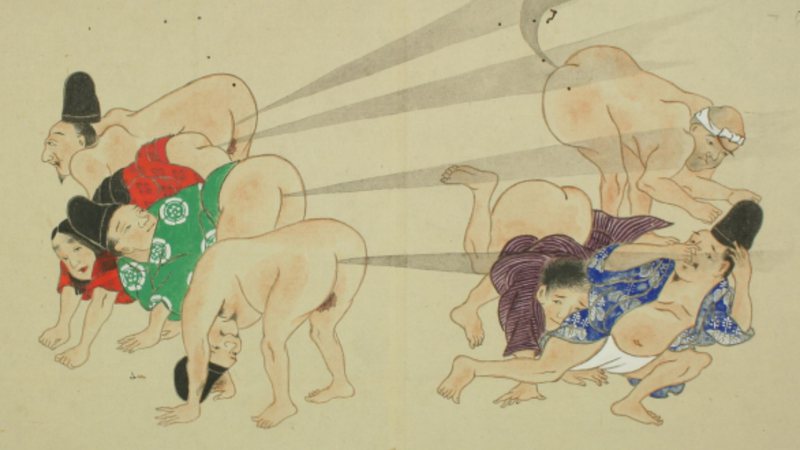 Cena de brutal disputa de pum em pergaminho - Reprodução/Universidade de Waseda