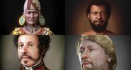 Algumas reconstruções faciais feitas por Cícero: Senhor de Sipán, Jesus Cristo, D. Pedro I e Guerreiro Germânico de Pilsen - Cícero Moraes