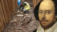 Retrato de William Shakespeare e registros da escavação - Domínio Público via Wikimedia Commons e Museu de Arqueologia de Londres