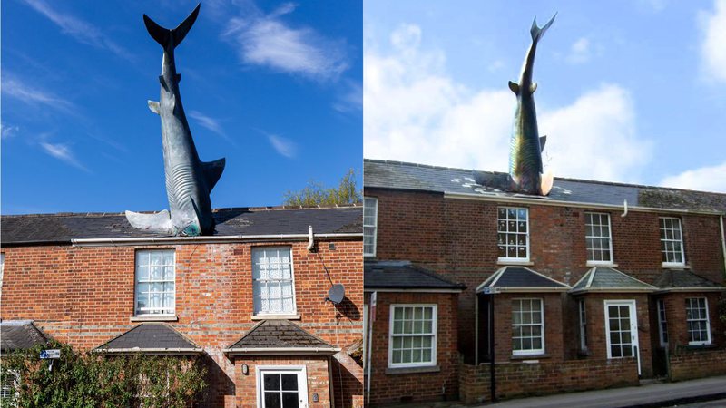 Fotografias mostrando a Casa do Tubarão - Divulgação/ Wikimedia Commons