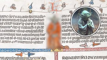 Manuscrito do século 14 e foto de Yoda - Biblioteca Britânica e LucasFilms