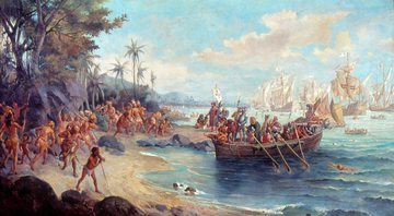 Desembarque de Pedro Álvares Cabral em Porto Seguro em 1500 - Crédito: Oscar Pereira da Silva