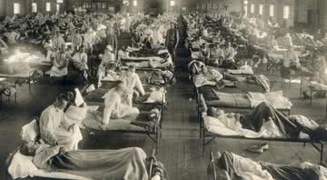 Soldados doentes de gripe espanhola nos EUA - Wikimedia Commons