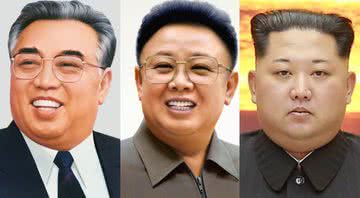 Os três líderes norte-coreanos: Kim Il-sung, Kim Jong-il e Kim Jong-un - Wikimedia Commons