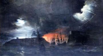 A Baía de Guanabara durante o ataque em 1711 - Wikimedia Commons