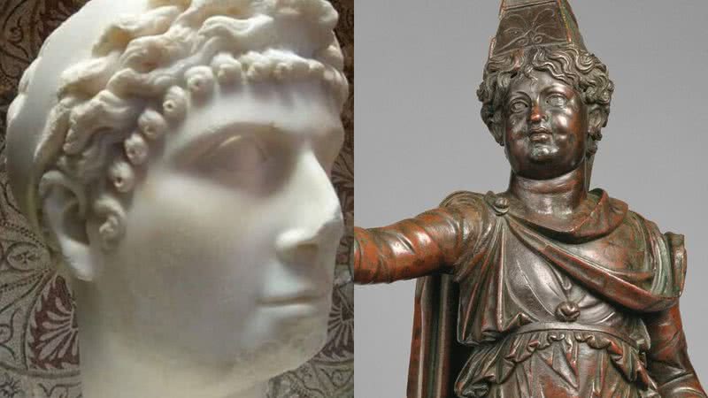 Respectivamente os bustos de Cleópatra Selene II e Alexander Helios - Creative Commons