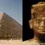 Pirâmide de Quéops e escultura do faraó