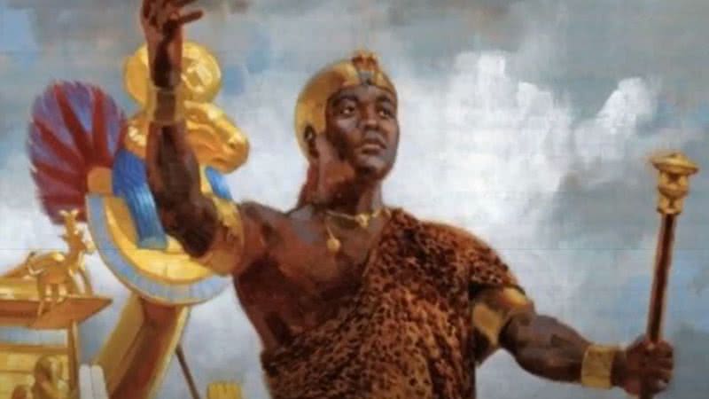 Representação de Piye, o primeiro faraó negro - Divulgação/Youtube