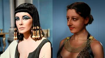 Montagem de Elizabeth Taylor como Cleópatra e uma reconstrução digital do rosto da faraó - Divulgação/Creative Commons