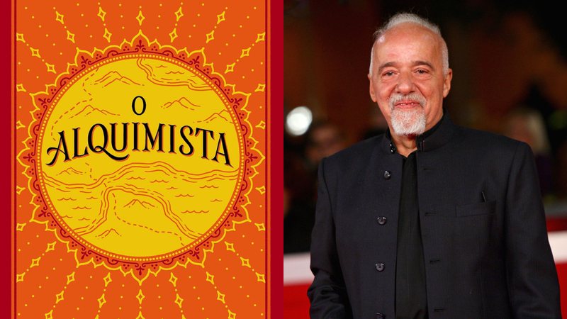 Capa do livro 'O Alquimista' e o autor, Paulo Coelho - Divulgação/Amazon / Getty Images
