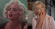 Ana de Armas como Marilyn Monroe em 'Blonde' (2022) e Marilyn Monroe no filme "O Pecado Mora ao Lado" (1955) - Divulgação / Netflix / Divulgação / 20th Century Fox