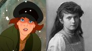 Cena da animação 'Anastasia' e a verdadeira Anastásia Nikolaevna - Reprodução/20th Century Fox/Disney+ / Domínio Público via Wikimedia Commons