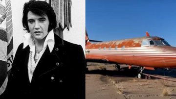 Á esquerda imagem do cantor Elvis Presley e à direita imagem do Lockheed JetStar - Getty Images e Reprodução / Vídeo