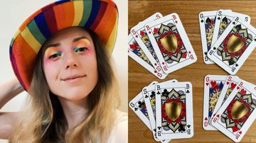 Indy Mellink, holandesa que criou baralho de gênero neutro, e o baralho, em colagem - Divulgação/Instagram