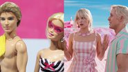 Montagem mostrando bonecos Ken e Barbie, e trecho do filme Barbie (2023) - Divulgação/ CC BY-NC-SA Bilde/ Mark Lennihan e Reprodução/Vídeo