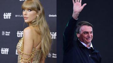 À esquerda, a cantora Taylor Swift, e à direita, a o presidente Jair Bolsonaro - Getty Images