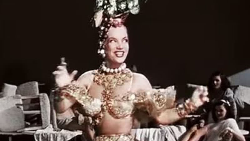 Imagem de Carmen Miranda em filmagem de "Tico Tico no Fubá" - Reprodução / Vídeo