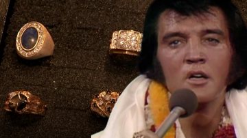 Elvis Presley em montagem com as joias - Divulgação / YouTube/Elvis e Divulgação/Vídeo/Reuters