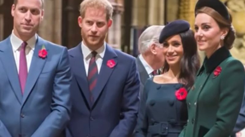Príncipes Harry e William com Meghan e Kate - Reprodução/Vídeo/Youtube/Foquinha