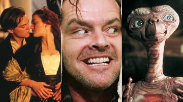 Cenas de 'Titanic' (1997), 'O Iluminado' (1980) e 'E.T. O Extraterrestre' (1982), respectivamente - Reprodução/20th Century Fox / Reprodução/Warner Bros. / Reprodução/Universal Pictures
