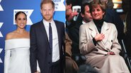 À esquerda, Harry e Meghan Markle, e à direita, a princesa Diana - Getty Images