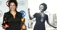 Maria Rita em premiação (2004) e Elis Regina (1965) - Getty Images (esquerda) e Wikimedia Commons (direita)