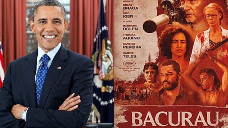 Fotografia de Obama (esq) e o pôster de Bacurau (dir) - Wikimedia Commons
