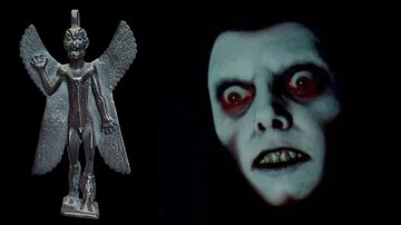 Antiga estatueta de Pazuzu, e o demônio em 'O Exorcista' (1973), de William Friedkin - Foto por PHGCOM pelo Wikimedia Commons / Reprodução/Warner Bros. Pictures/HBO Max