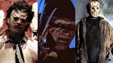 Leatherface, Freddy Krueger e Jason Voorhees, personagens de filmes de terror clássicos com itens em leilão - Reprodução/Bryanston Pictures / Reprodução/New Line Cinema / Reprodução/Paramount Pictures