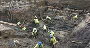 Escavações em andamento na Ship Street, perto do Castelo de Dublin, revelaram séculos da história da cidade - Divulgação