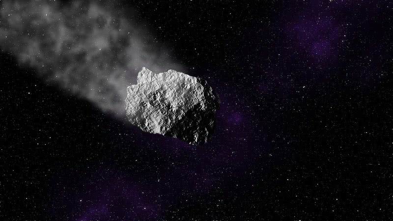 Imagem ilustrativa de asteroide em movimento