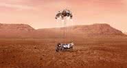 Ilustração do rover Perseverance descendo em Marte - Divulgação / Nasa