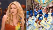 Montagem da cantora Shakira no clipe de Waka Waka e do clipe do influenciador Raphael Vicente, na Maré - Reprodução/Vídeo/YouTube